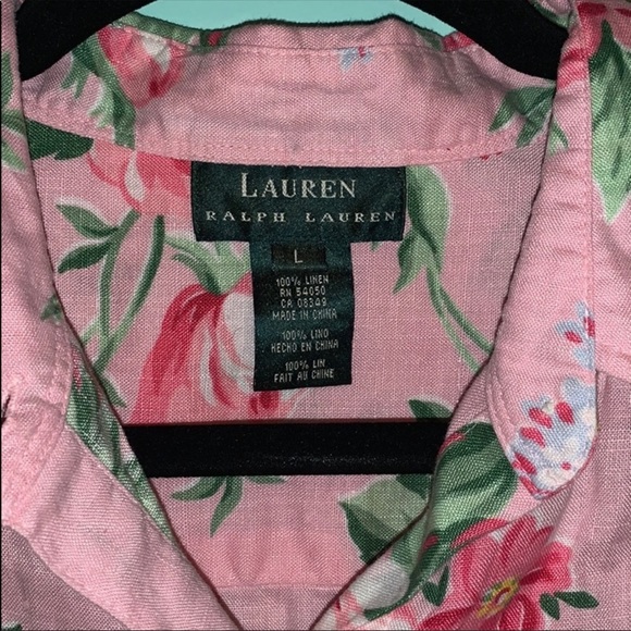 Floral  linen top size L - Picture 3 of 3